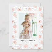 赤面モダン花柄フォトハッピーイースター シーズンカード (正面)