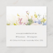 赤面モダン薄紫水色バラフローラバンチ スクエア名刺 (裏面)