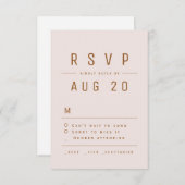 赤面モダン金ゴールドシシンプルックタイポグラフィ結婚ズ 出欠カード (正面/裏面)