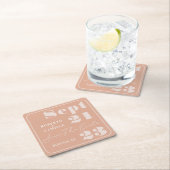 赤面モダン·ピンはっきりしたク·プリント·ウェディング スクエアペーパーコースター (インサイチュ)