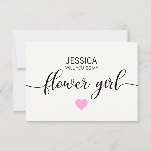 赤面モダン·ピンクは私の花娘になるの? 招待状 (正面)