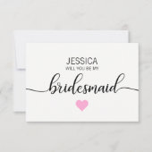 赤面モダン·ピンク·ハートは私の花嫁の付き添い? 招待状 (正面)