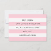 赤面モダン·ピンク·ハートは私の花嫁の付き添い? 招待状 (裏面)