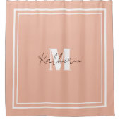 赤面モノグラムのピンクシャワーカーテン シャワーカーテン (正面)