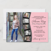 赤面ユニークピンクフィルムストリップ6写真卒業 招待状 (正面)