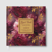 赤面ユニークブルゴーニュ金ゴールドボホ結婚ズゲストブック ゲストブック (正面)