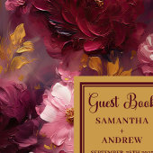 赤面ユニークブルゴーニュ金ゴールドボホ結婚ズゲストブック ゲストブック