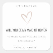 赤面ラブハートは私のメイド・オブ・オーナー（花嫁付き添い人）ギフト スクエアシール (正面)