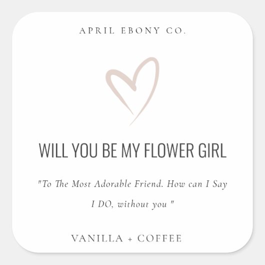 赤面ラブハートは私の花の女の子ギフトになる スクエアシール (正面)