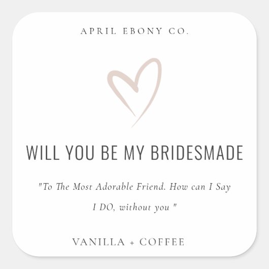 赤面ラブハートは私の花嫁の贈り物になる スクエアシール (正面)