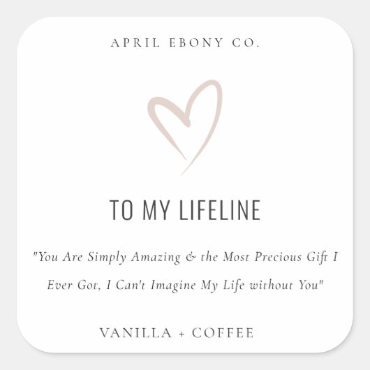 赤面ラブハートライフラインラバーフィアンセギフトキャンドル スクエアシール (正面)