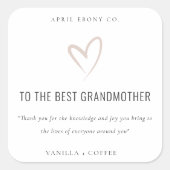 赤面ラブハート最高の祖母ギフトキャンドル スクエアシール (正面)