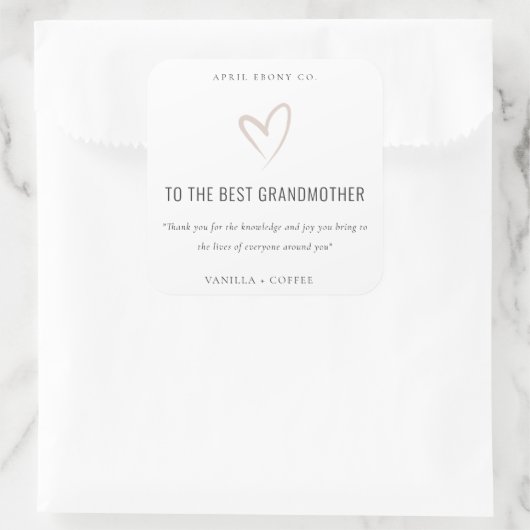 赤面ラブハート最高の祖母ギフトキャンドル スクエアシール (バッグ)