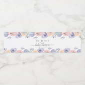 赤面ラベンダーウォーターカラーフローラガールベビーシャワー ペットボトルラベル (シングルラベル)