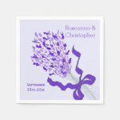 赤面ラベンダーデザイン結婚ズ スタンダードカクテルナプキン (正面)