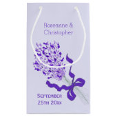 赤面ラベンダーデザイン結婚ズ スモールペーパーバッグ (裏面)