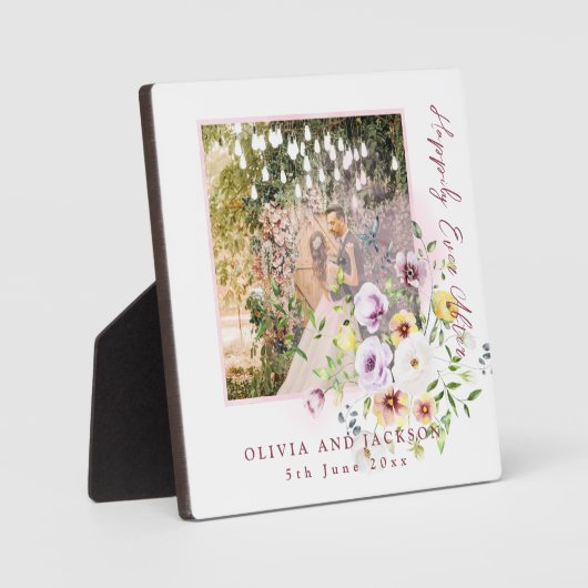 赤面ラベンダーパープルフローラの後ずっと幸せに フォトプラーク (正面)