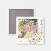 赤面ラベンダーパープルフローラの後ずっと幸せに マグネット (正面/裏面)