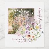 赤面ラベンダーパープルフローラの後ずっと幸せに ワインラベル (シングルラベル)