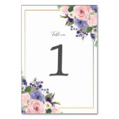 赤面ラベンダーパープルフローラグリーン結婚リー テーブルナンバー (裏面)