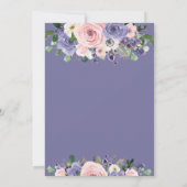 赤面ラベンダーパープルフローラグリーン結婚リー 招待状 (裏面)