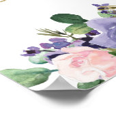 赤面ラベンダーパープル結婚フローラのウェルカムサイン ポスター (角)