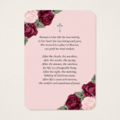 赤面レッドシルバーメモリアル葬儀祈りの言葉カード (裏面)