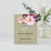 赤面レッドマルサラクラフトバラフローラブライダルシャワー インビテーションポストカード (スタンド正面)