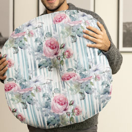 赤面レトロ春フローラ背景 ラウンドクッション