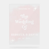 赤面レトロ結婚のウェルカムサイン アクリルサイン (正面)