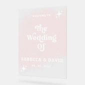 赤面レトロ結婚のウェルカムサイン アクリルサイン (傾斜)
