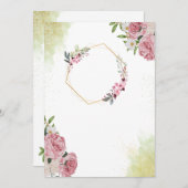 赤面ロマエレガントンス:ピンク結婚ローズ 招待状 (正面/裏面)