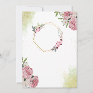 赤面ロマエレガントンス：ピンク結婚ローズ 招待状