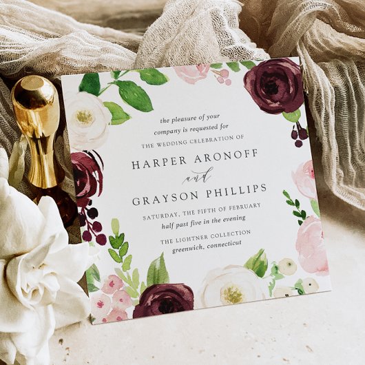 赤面ロマンスクエア結婚式招待状 招待状