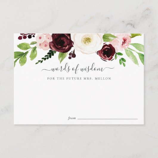 赤面ロマンスブライダルシャワーアドバイスカード アドバイスカード (正面)