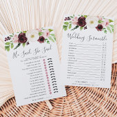 赤面ロマンス両面ブライダルシャワーゲームカード 招待状