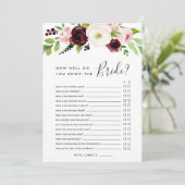 赤面ロマンス両面ブライダルシャワーゲーム 招待状 (スタンド正面)