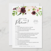 赤面ロマンス両面ブライダルシャワーゲーム 招待状 (裏面)