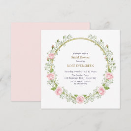 赤面ロマンス：ピンクのバラとベビーの息 招待状