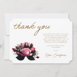 赤面ロマンス：ピンクローズブライダルシャワーありがとう サンキューカード