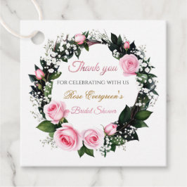 赤面ロマンス：ピンクローズブライダルシャワーありがとう フェイバータグ