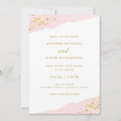 赤面ロマンス|水彩と金ゴールド結婚の 招待状 (正面)