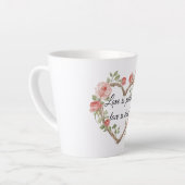 赤面ロマンチックバラフローラハートラブ カフェラテマグ (左アングル)