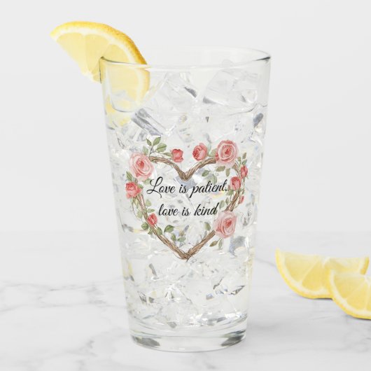 赤面ロマンチックバラフローラハートラブ タンブラーグラス (アイス正面)
