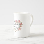 赤面ロマンチックバラフローラハートラブ ボーンチャイナマグカップ (正面右)