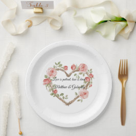 赤面ロマンチックバラフローラ結婚ハート ペーパープレート
