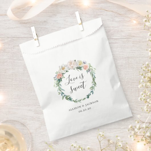 赤面ロマンチックフローラトリート結婚式の引き出物バッグ フェイバーバッグ (クリップ留めされた状態)