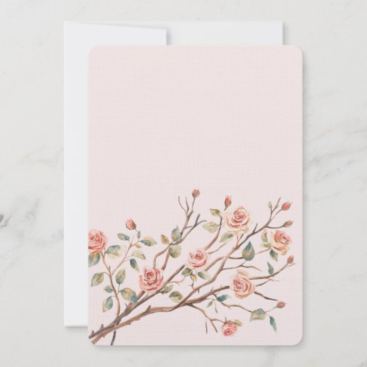 赤面ロマンチックレッドローズフローラハートブライダルシャワー 招待状 (裏面)