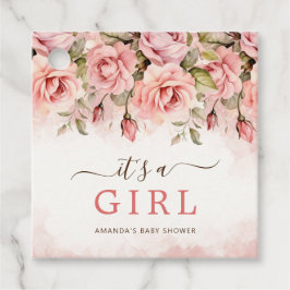 赤面ローサンズ女の子ベビーシャワー フェイバータグ