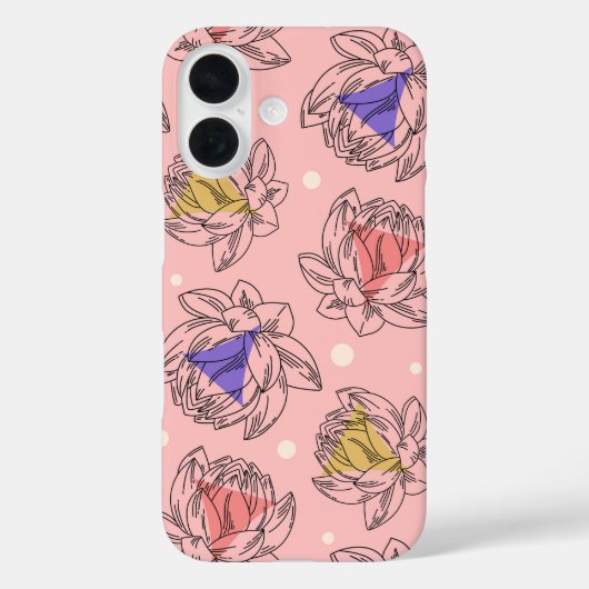 赤面ロータスソフトピンクフローララインアート Case-Mate iPhoneケース (裏面)